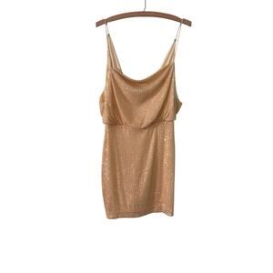 One33 Social Size 4 Marigold Cowl Neck Sequin Cocktail Party Mini Dress